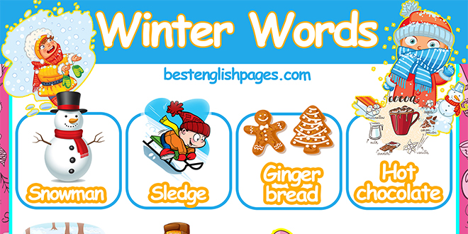 List of Words to Describe Winter+Beautiful Free ESL Printable of 16 Winter Vocabulary Word List