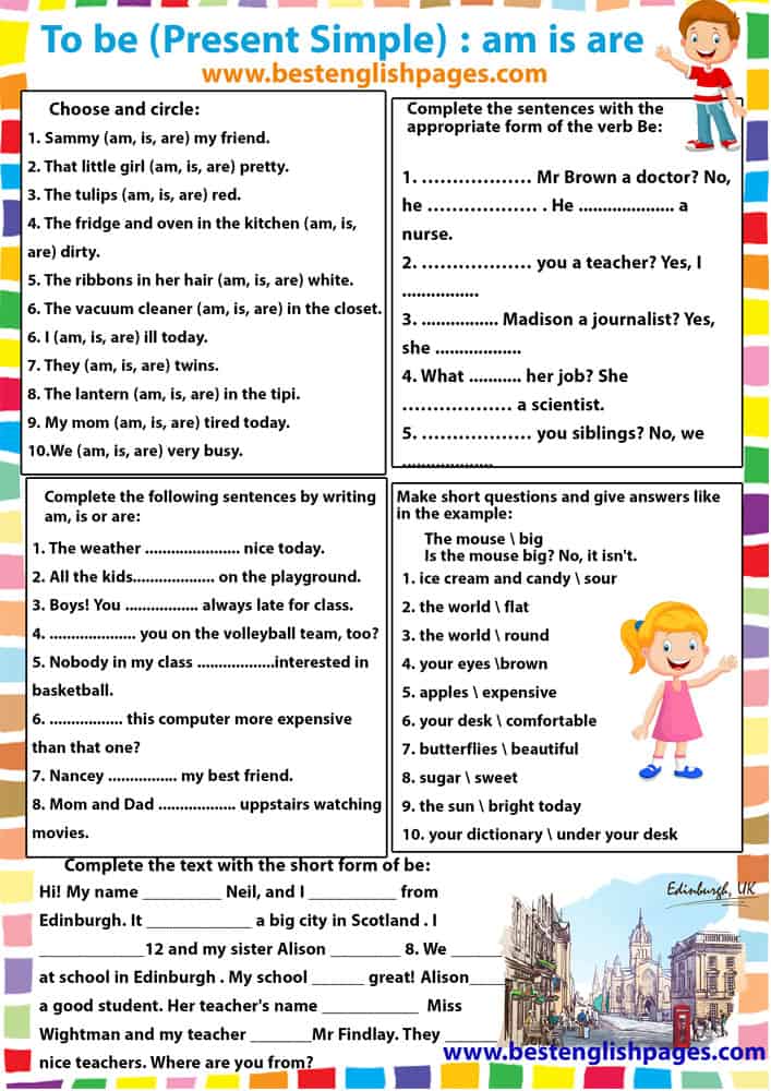 10 Best Am Is Are Exercises Worksheet Verb To Be Exercises Worksheet Pdf