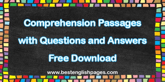 Best 12 English Comprehension Passages with Questions and Answers Free Download